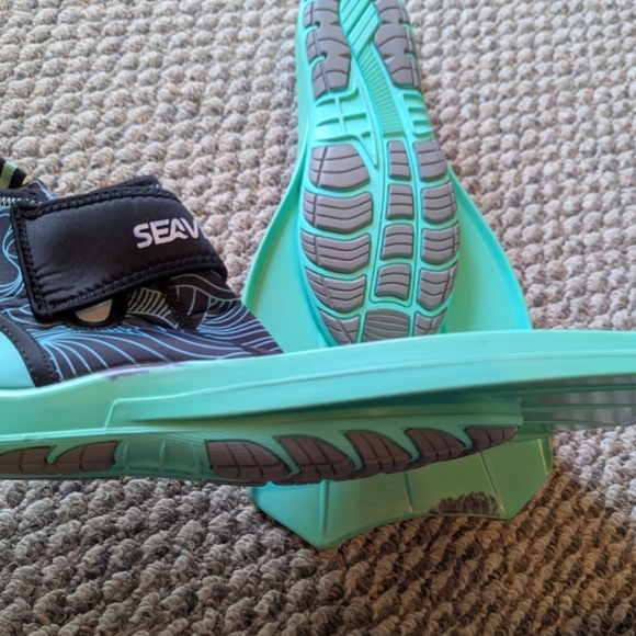 Walkable Seaview Swim Fins Women's 9 Men's 8 Neoprene Wetsuit Sock Snorkel Dive - Picture 5 of 7